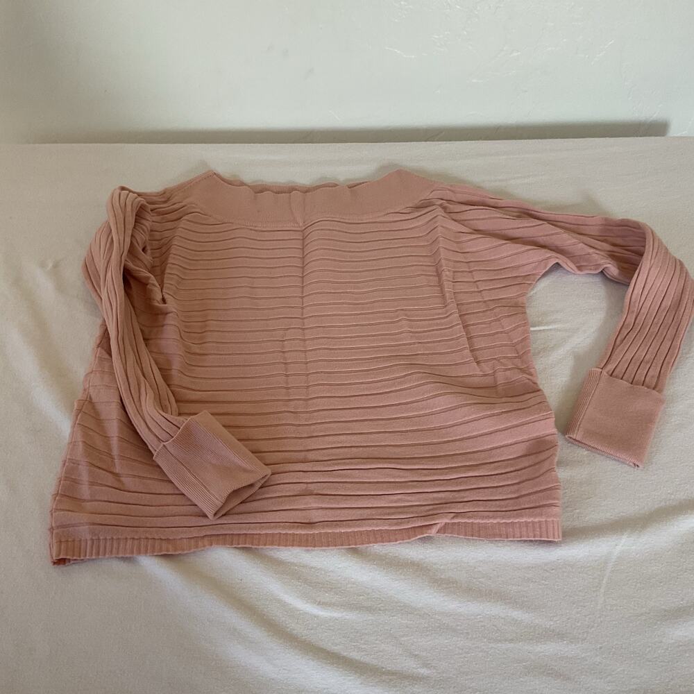 Vila Milano Pink Sweater Size Large Ribbed boat neck warm Cuffed Sleeves Woman